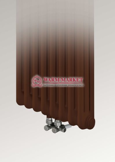 Трубчатый вертикальный радиатор Dia Norm 3180 трехтрубный с нижним центральным подключением коричневого цвета