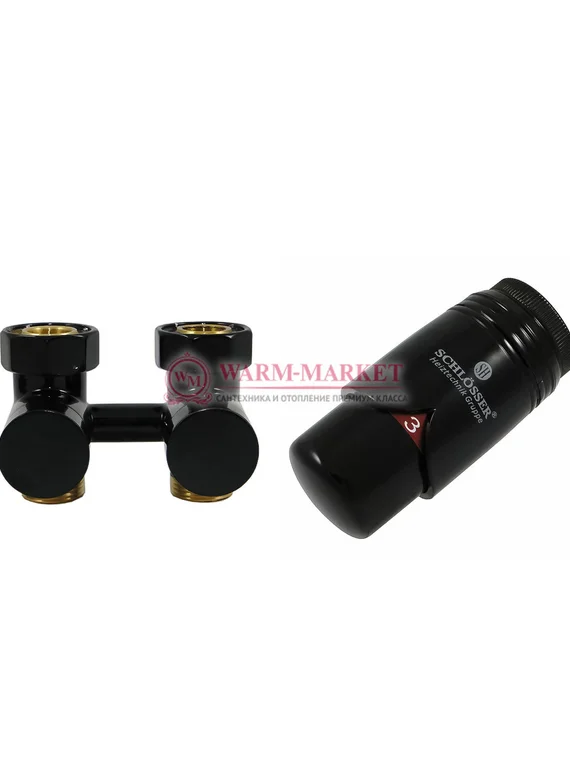 Комплект эксклюзивного узла подключения прямой G 3/4 x М22x1,5 с термоголовкой Brilliant SH Черный 9005