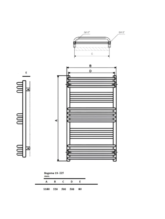 Bogema-19 - водяной дизайнерский полотенцесушитель из нержавеющей стали