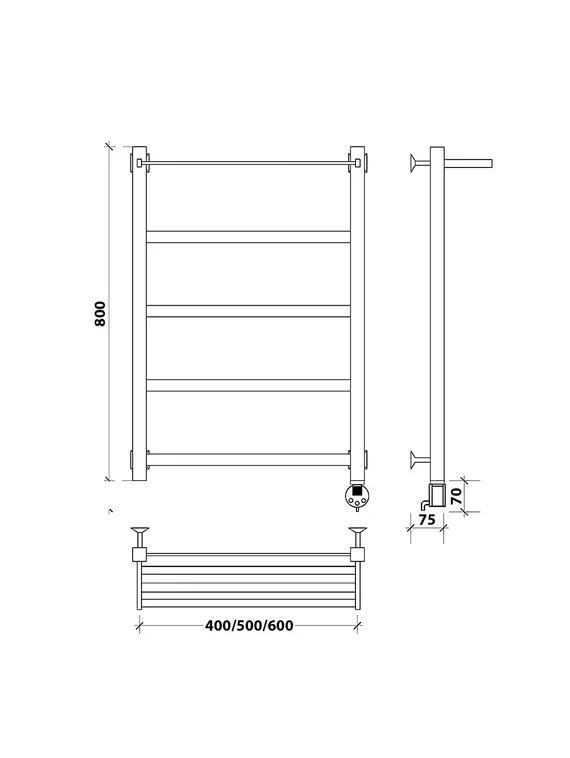Электрический полотенцесушитель Secado Корсико 1 СП из нержавеющей стали, черный
