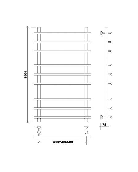 Водяной полотенцесушитель Secado Турин + из нержавеющей стали