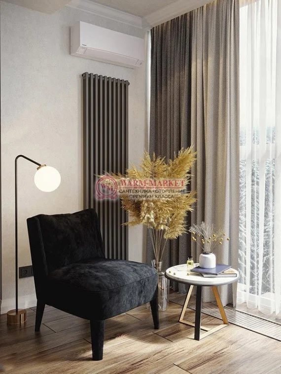 Вертикальный трубчатый радиатор Solira 2150 N24 нижнее проходное подключение, цвета RAL