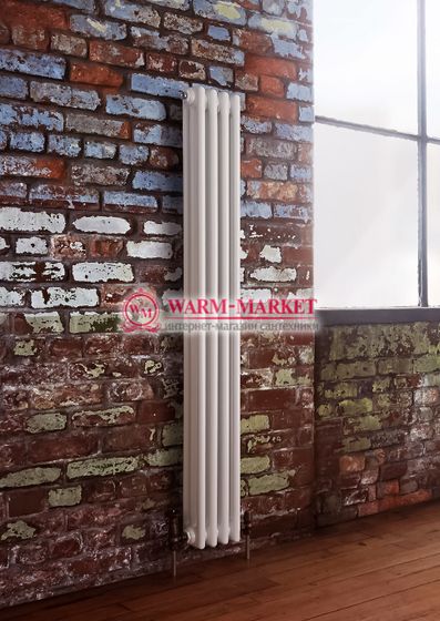 Вертикальный трубчатый радиатор Dia Norm 3180 трехтрубный, нижнее правое/левое подключение с вентилем