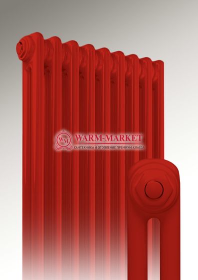 Трубчатый радиатор Dia Norm 2057 двухтрубный с боковым подключением красного цвета