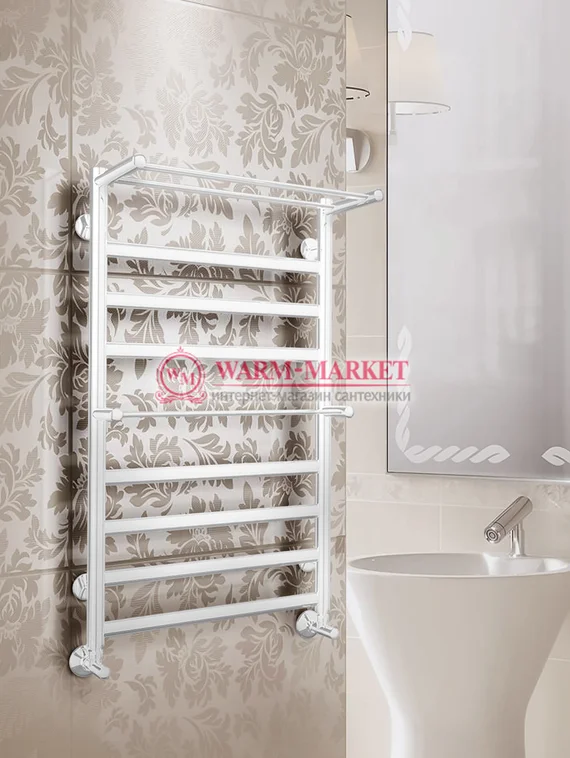 Hendriks-полотенцесушитель с двумя полками, нижнее подключение цвет белый