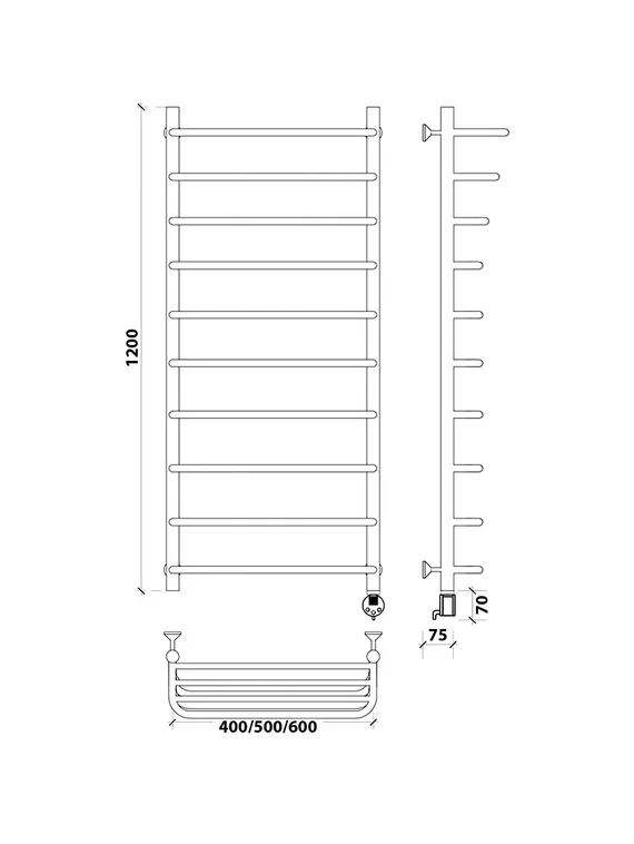 Электрический полотенцесушитель Secado Мерида 2 СП из нержавеющей стали