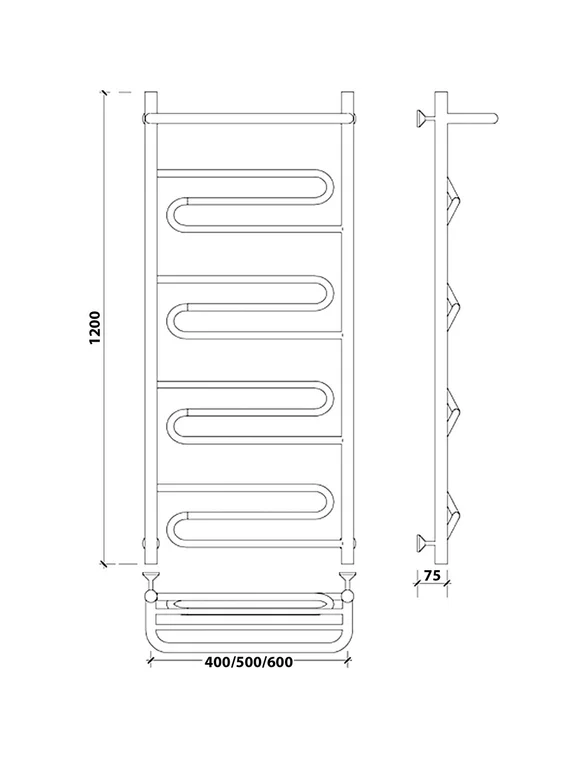 Водяной полотенцесушитель Secado Валенсия 1 СП из нержавеющей стали