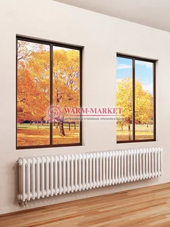 Трубчатый радиатор Purmo Delta 2057-38 секций, двухтрубный с нижним правым/левым подключением.