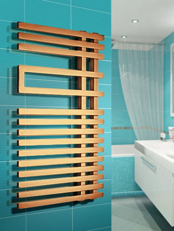 Emilia - водяной дизайн полотенцесушитель оригинальной формы с квадратным профилем бронза