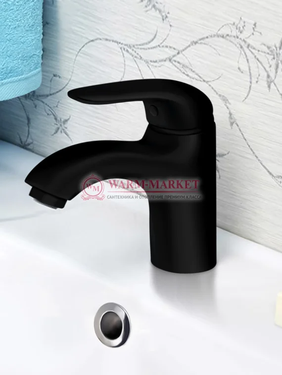 Смеситель для умывальника черный Rossel 2803-Bl