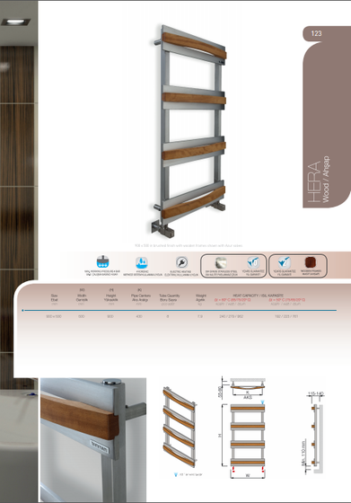 Hera Mat-дизайнерский полотенцесушитель из матовой нержавеющей стали и массива дерева