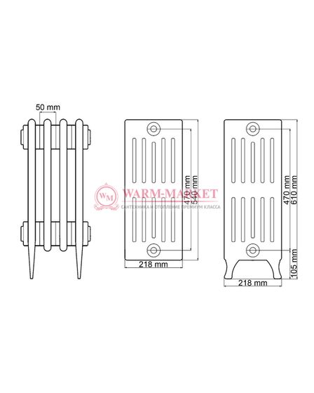 Чугунный радиатор Viadrus Hellas 470/218
