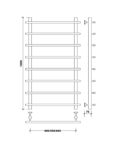 Водяной полотенцесушитель Secado Турин 1 из нержавеющей стали
