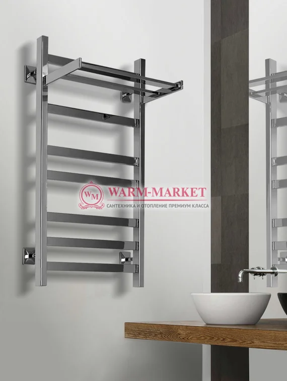 Quadro V 30+ полотенцесушитель из квадратного и прямоугольного профиля с полкой