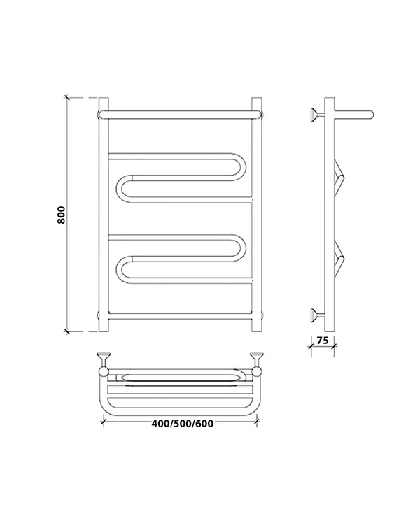 Водяной полотенцесушитель Secado Валенсия 1 СП из нержавеющей стали