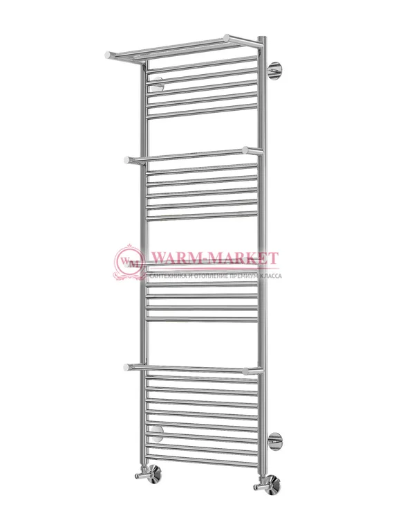 Аврора П27-3 - водяной полотенцесушитель с полками, нижнее подключение, черный