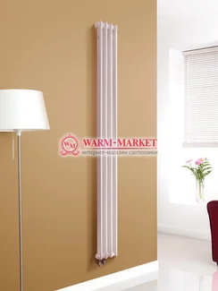 Вертикальный трубчатый радиатор Purmo Delta Lazerline 2180-4 секции, двухтрубный с нижним правым/левым подключением.