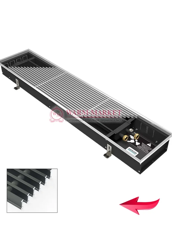 Конвектор внутрипольный Varmann Ntherm Electro без вентилятора c алюминиевой решеткой цвета светлой бронзы