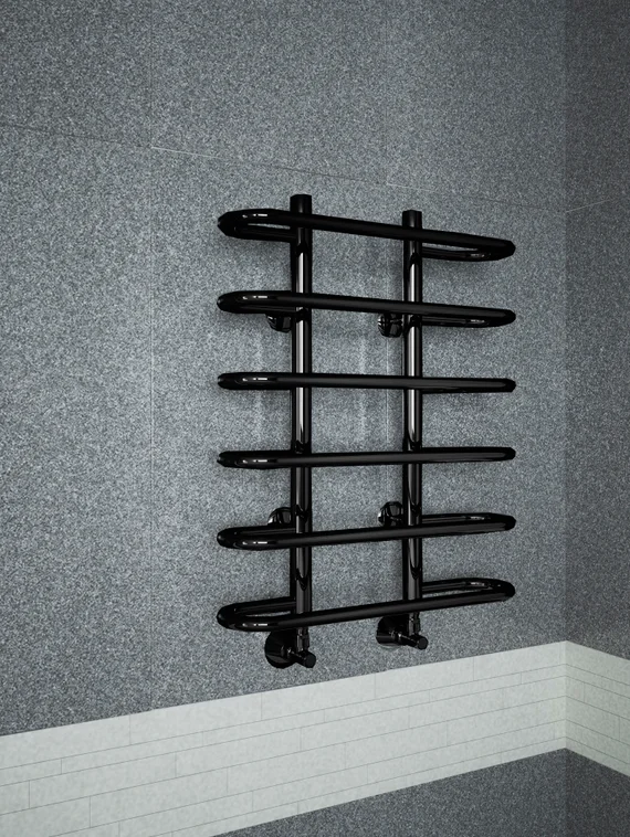 Sahara Black - черный полотенцесушитель с закругленными перекладинами.