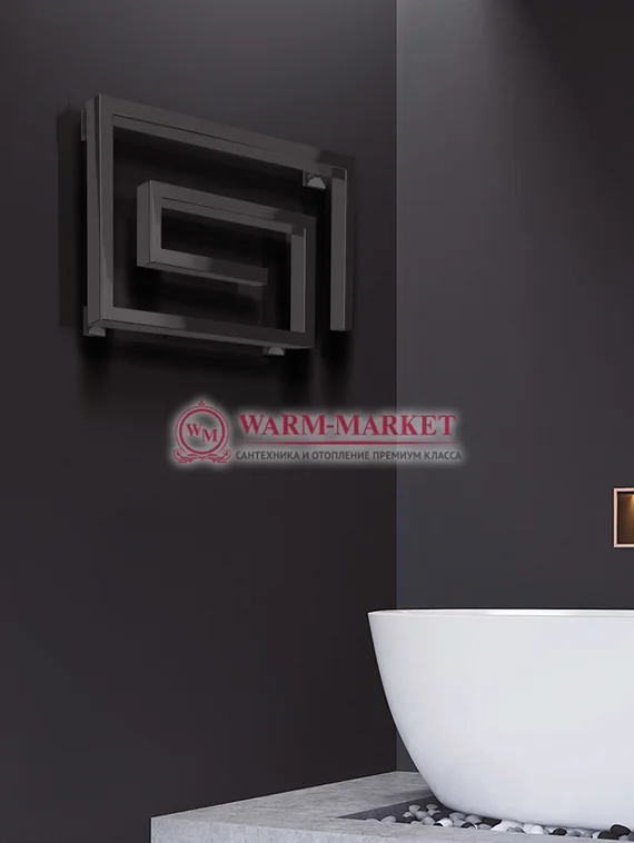 Garmonia R Black-дизайнерский черный полотенцесушитель из квадратного профиля