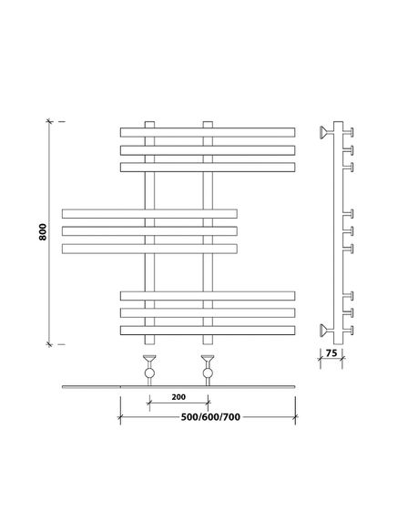 Водяной полотенцесушитель Secado Понтида 6 из нержавеющей стали