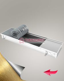 Внутрипольный конвектор Eva K без вентилятора шириной 203 мм (с алюминиевой решеткой золотого цвета)