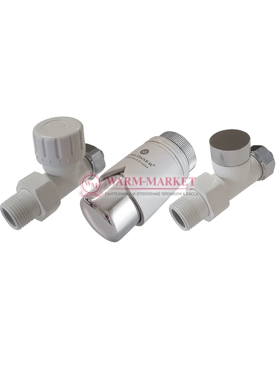 Комплект клапанов термостатических Elegant 6042 Прямой Белый - Хром