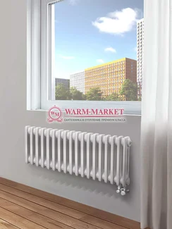 Трубчатый радиатор Dia Norm 3037-18 секций, трехтрубный с нижним подключением с вентилем.