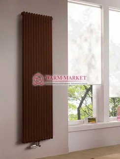 Трубчатый вертикальный радиатор Dia Norm 2180 двухтрубный с нижним центральным подключением коричневого цвета