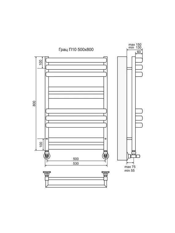 Грац - водяной полотенцесушитель из нержавеющей стали
