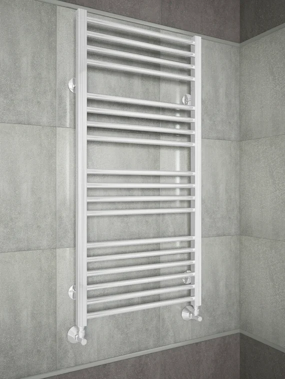 Sicilia - белый полотенцесушитель с квадратными вертикалями.