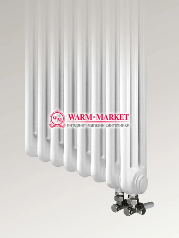 Вертикальный трубчатый радиатор, двухтрубный с нижним правым/левым подключением