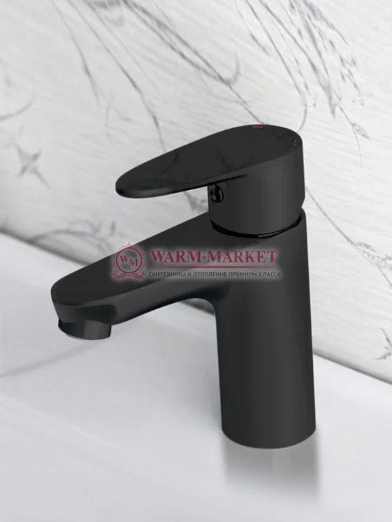 Смеситель для умывальника черный Leine 3503-Bl