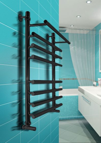 Sofia A - полотенцесушитель с выдвинутыми вперед верхними перекладинами черного цвета