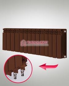 Rifar Base VL Ral 350 - цветной биметаллический радиатор с нижним левым подключением