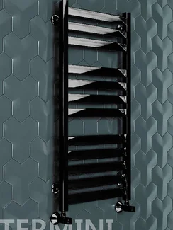 Termini Black - черный дизайн полотенцесушитель с прямоугольными вертикалями