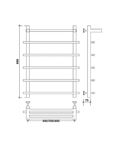 Водяной полотенцесушитель Secado Турин 1 СП из нержавеющей стали