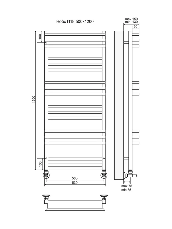 Нойс - водяной полотенцесушитель из нержавеющей стали