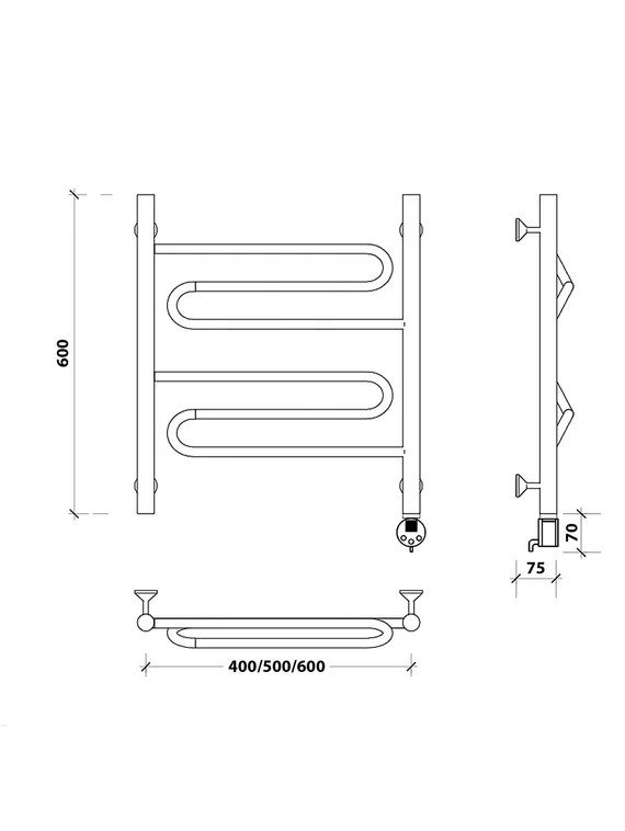 Электрический полотенцесушитель Secado Валенсия 1 из нержавеющей стали