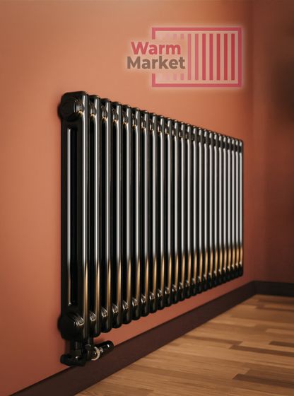 Трубчатый радиатор Solira 2090 N69 твв нижнее подключение с термостатикой, антрацит (RAL 7016)