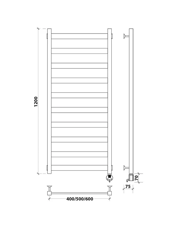 Электрический полотенцесушитель Secado Комано 1 из нержавеющей стали, черный