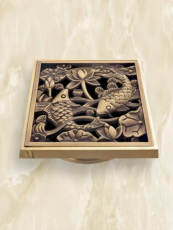 Бронзовая решетка Fish 100х100 мм.