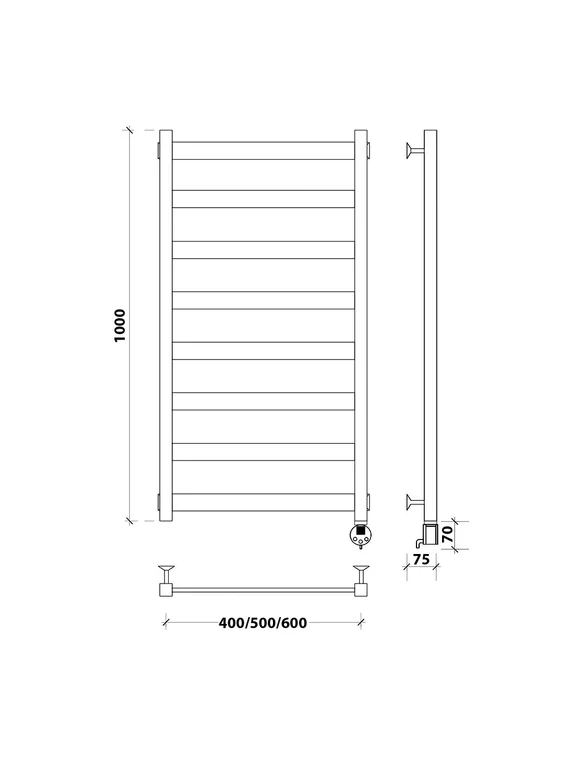 Электрический полотенцесушитель Secado Комано 1 из нержавеющей стали, черный