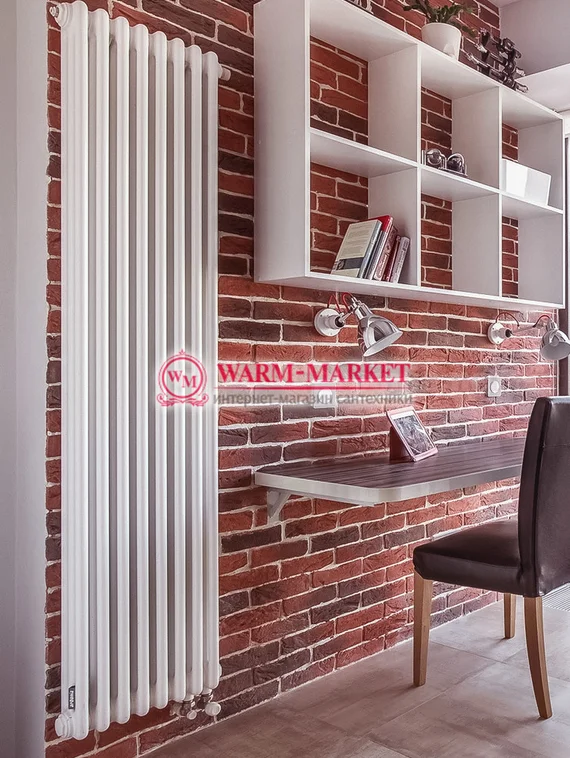Вертикальный трубчатый радиатор Dia Norm 3180 трехтрубный, нижнее правое/левое подключение с вентилем