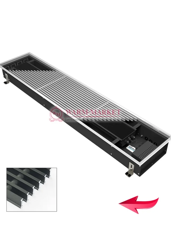 Конвектор внутрипольный Varmann Ntherm Electro без вентилятора c алюминиевой решеткой цвета темной бронзы