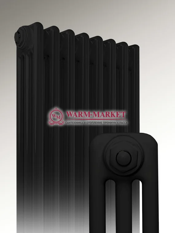Трубчатый радиатор Dia Norm 3037 трехтрубный с нижним правым/левым подключением черного цвета