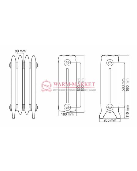 Чугунный радиатор Demir Dokum Nostalgia 500