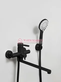 Смеситель для ванны с длинным изливом черный Main 4102L-Bl