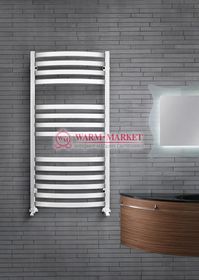 Aviel White - белый полотенцесушитель с прямоугольными горизонталями, выгнутый