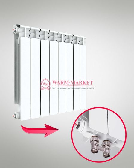 Rifar Alp VR Ral 500 - цветной биметаллический радиатор с нижним правым подключением